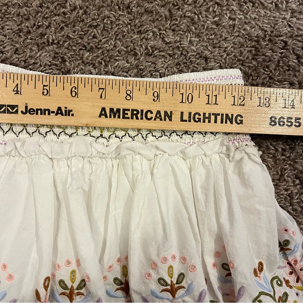 Love the Label Embroidered Tiered Mini Skirt Boho Cotton Scallop Hem Size Small - Picture 9 of 10